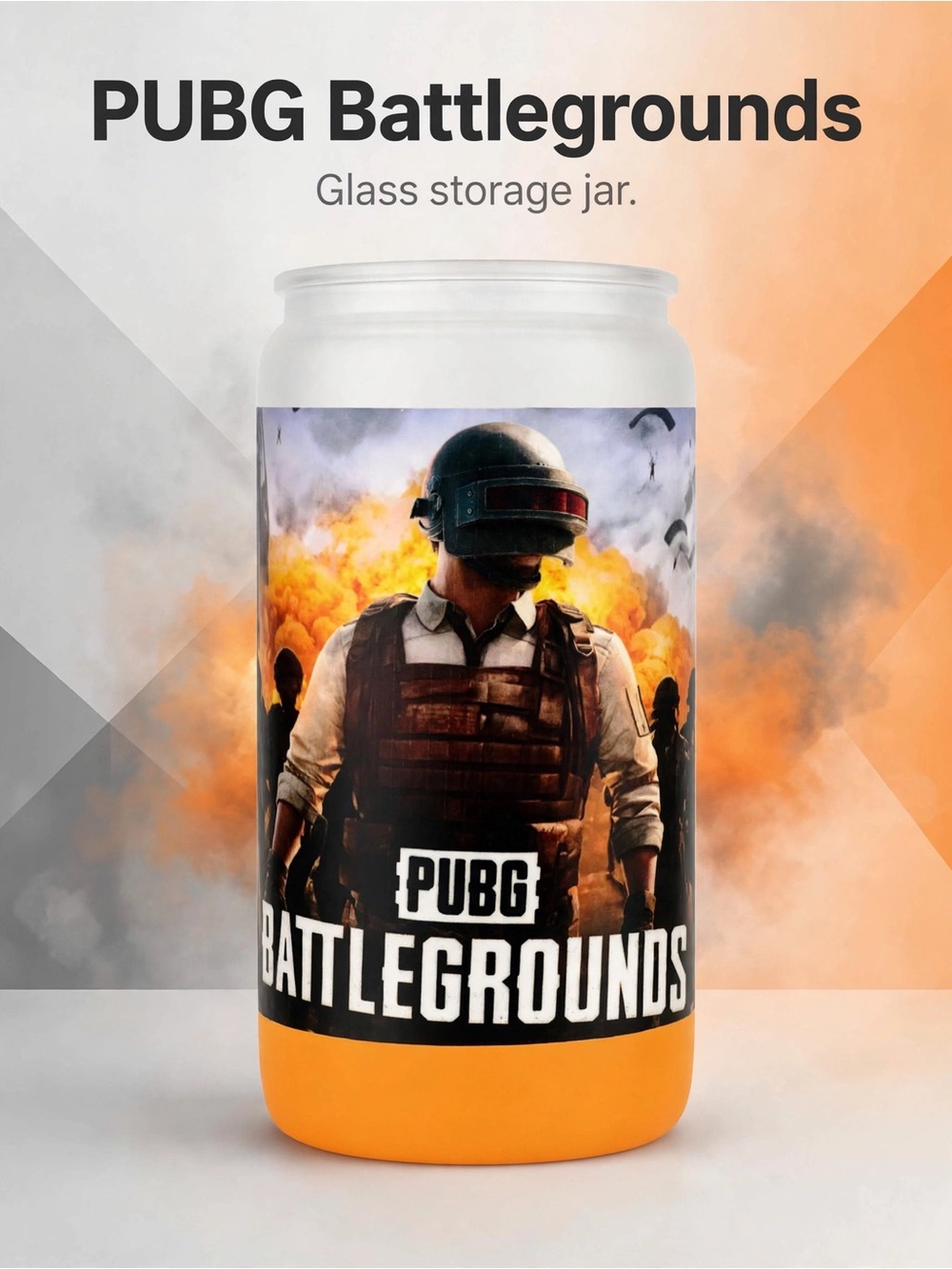 PUBG battle ground Orange and Black PUBG-Themed Glass Storage Jar